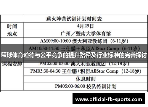 篮球体育道德与公平竞争的提升路径及行业标准的完善探讨
